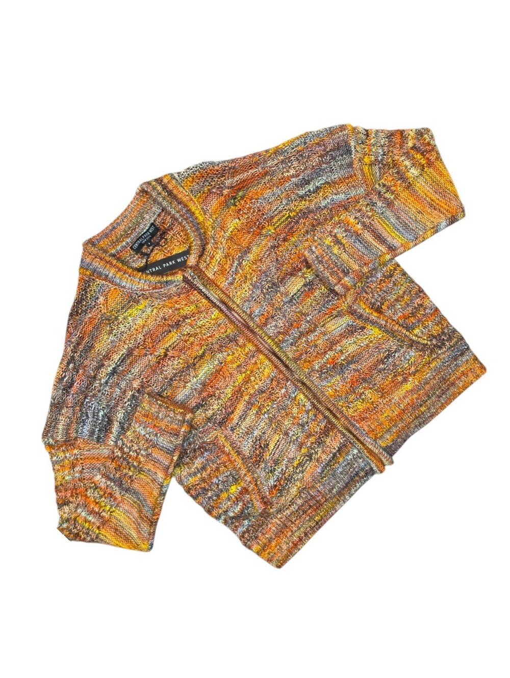 $258 CENTRAL PARK WEST Savannah Space Dye Knit Oversized Zip Knit Sweater